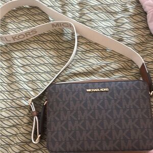 Michael Kors Brown Crossbody Bag with Gold-Tone Hardware